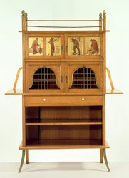 Gabinete de Madera de Satén con Paneles Pintados, c.1877
